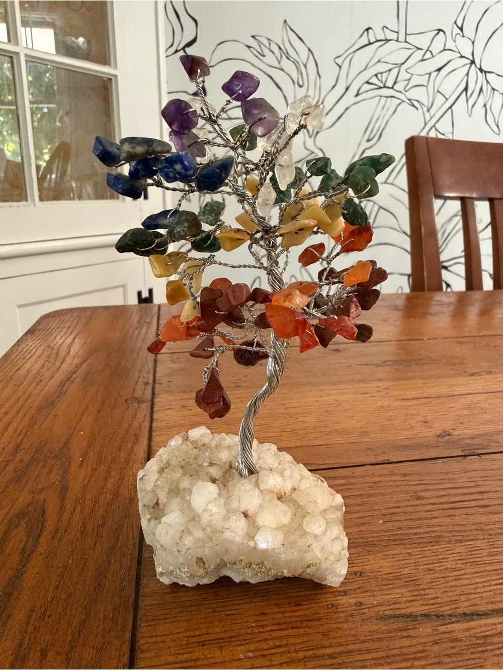 Handmade Chakra Gemstone Tree on Quartz Base